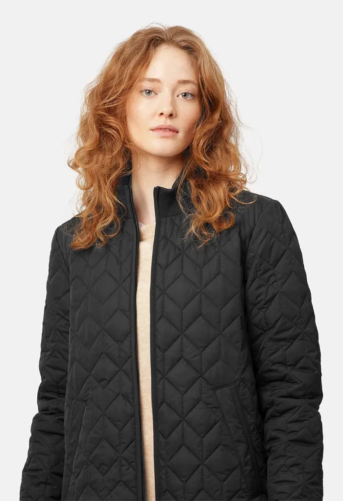 Long Quilt Coat - Black