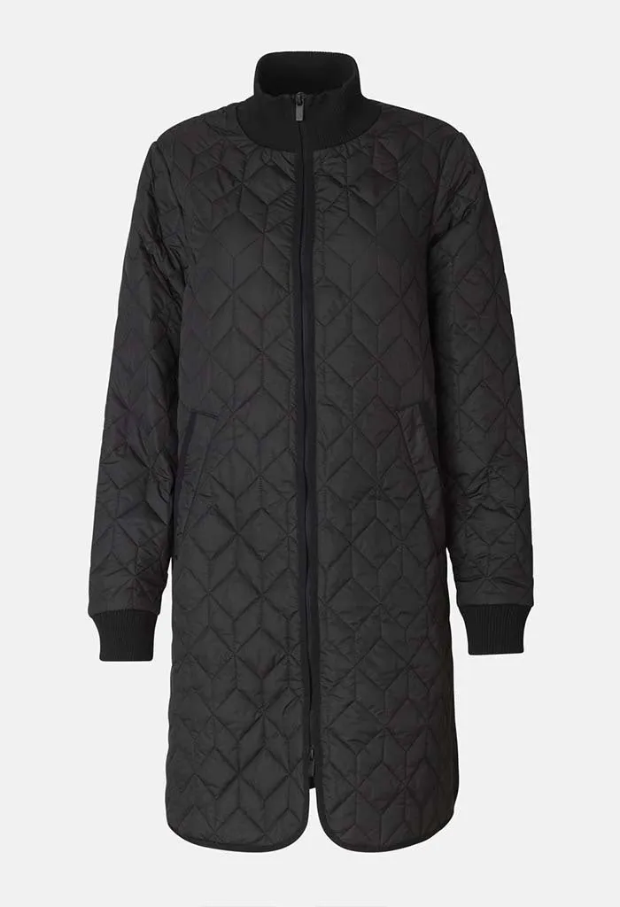 Long Quilt Coat - Black