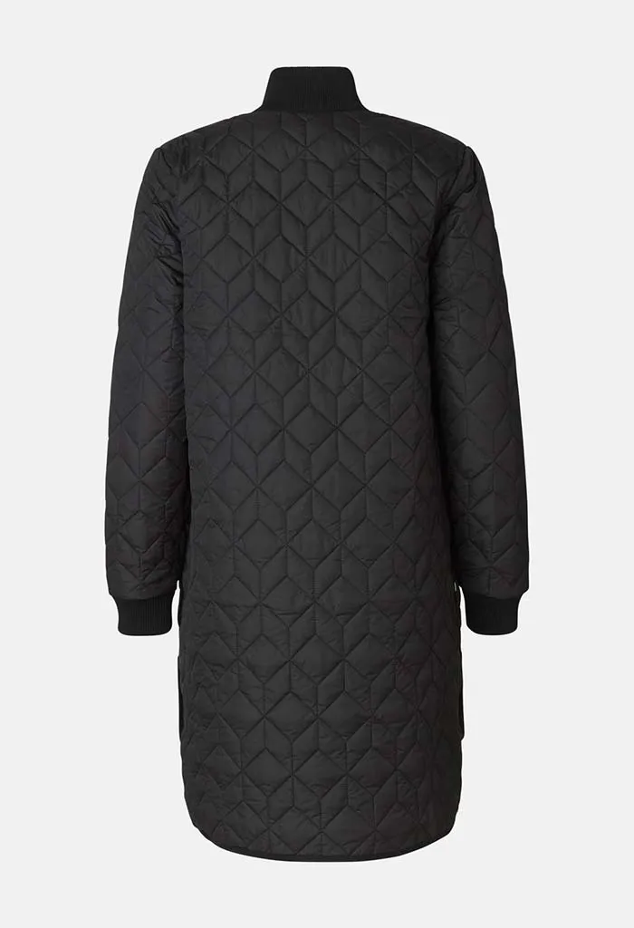 Long Quilt Coat - Black