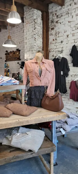 Lydia Corduroy Crop Jacket in Pink