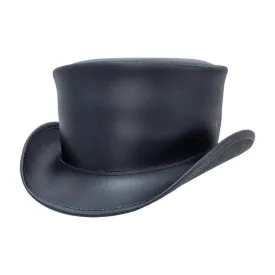 Marlow Black Weatherproof Leather Top Hat   Unbanded