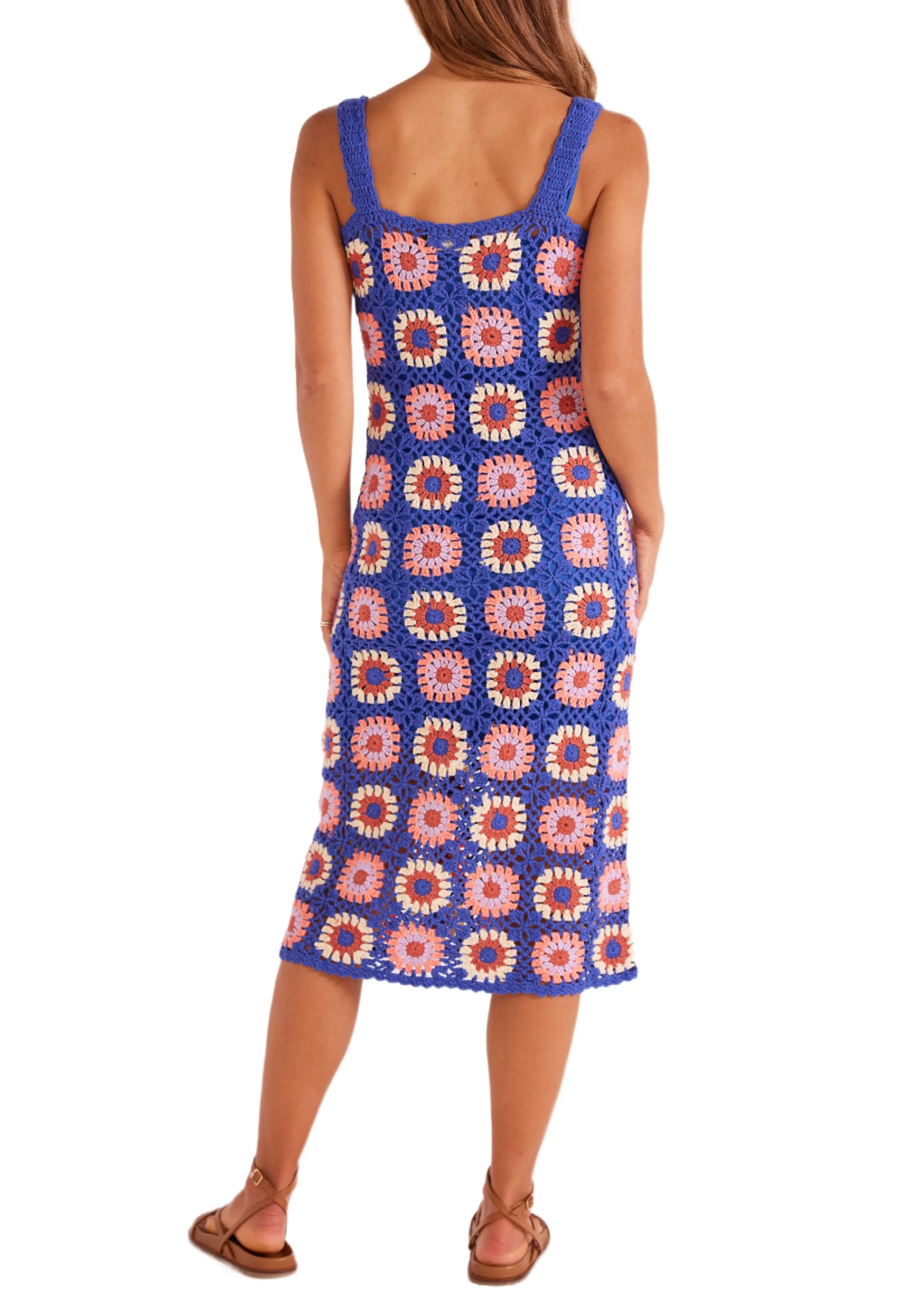 MINKPINK Womens Betsy Crochet Knit Midi Dress - Multi