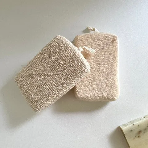 natural ramie, cotton, and terry rectangular bath scrub sponge