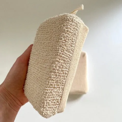 natural ramie, cotton, and terry rectangular bath scrub sponge