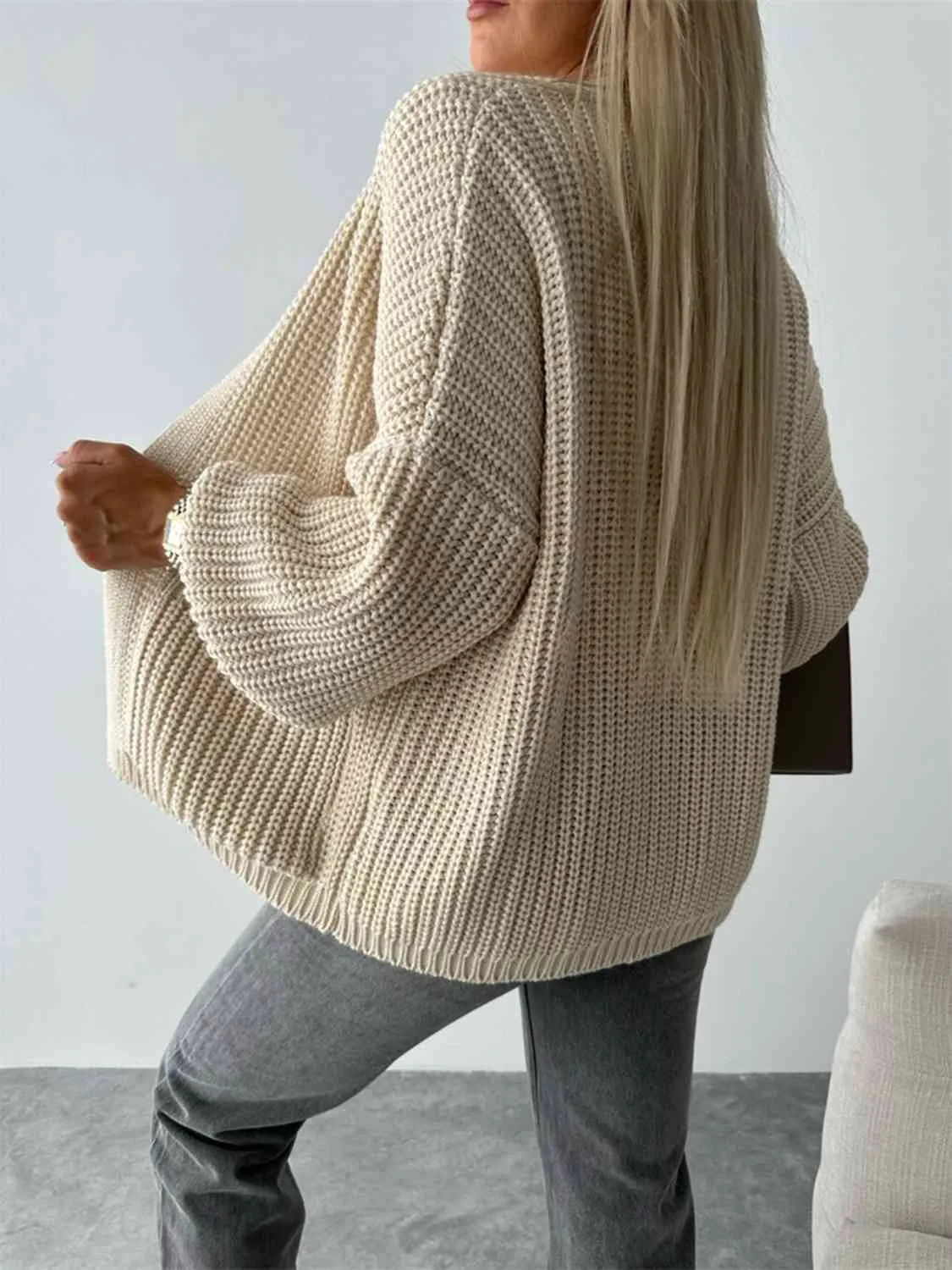 Open Front Drop Shoulder Cardigan