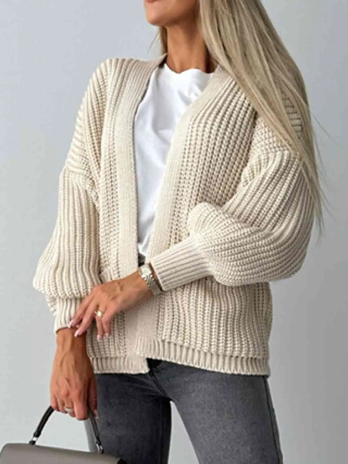 Open Front Drop Shoulder Cardigan