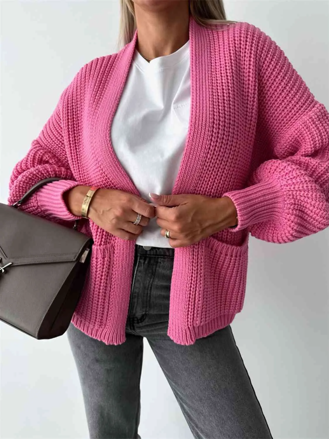 Open Front Drop Shoulder Cardigan