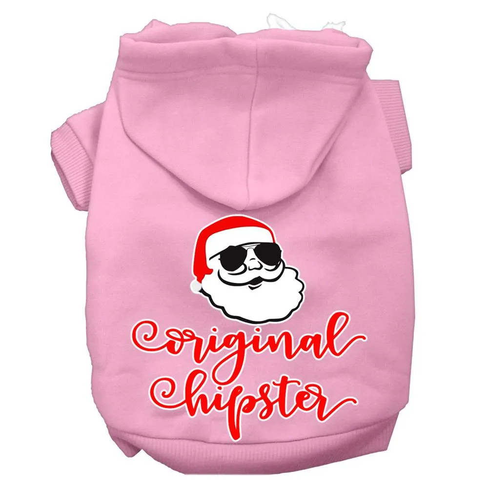 Original Hipster Screen Print Dog Hoodie Light Pink M (12)