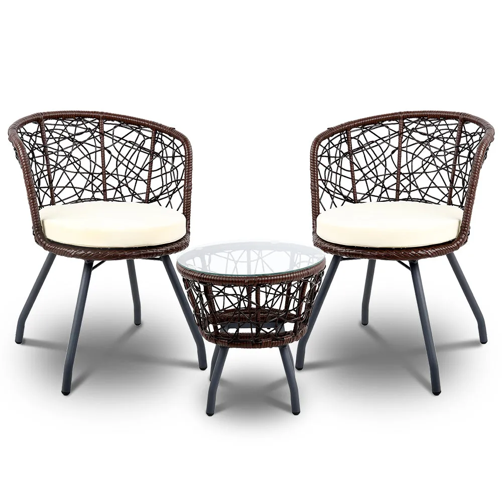Outdoor Patio Chair and Table - Brown