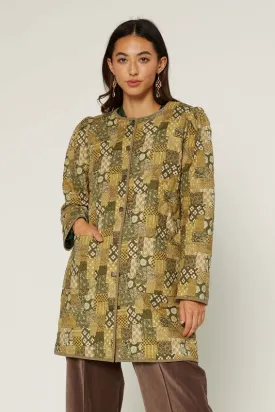 Patchwork Quilted Jacket in Olive-FINAL SALE