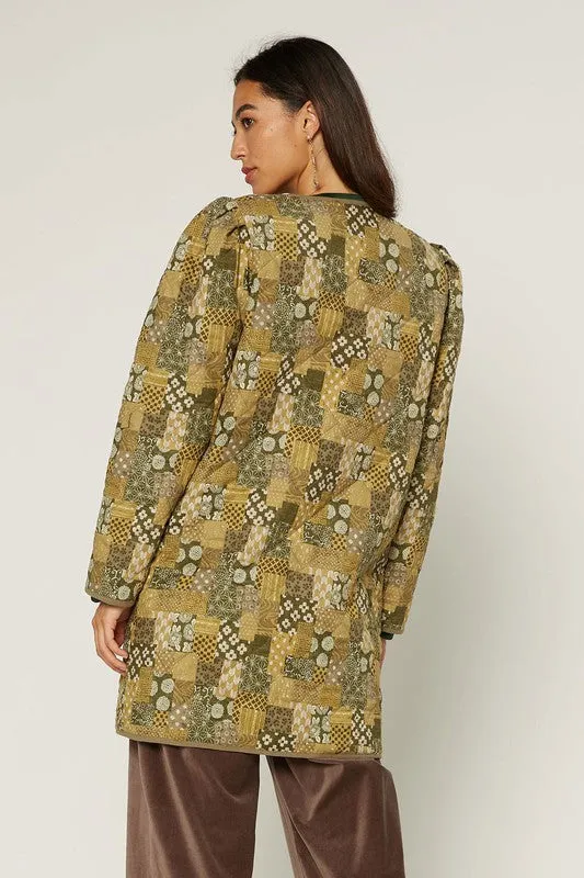 Patchwork Quilted Jacket in Olive-FINAL SALE