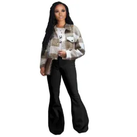 Plaid Cropped Fleece Jacket