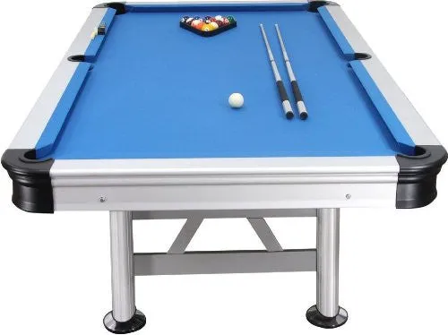 Playcraft Extera Outdoor Pool Table with Playing Equipment, Silver - 8-Feet
