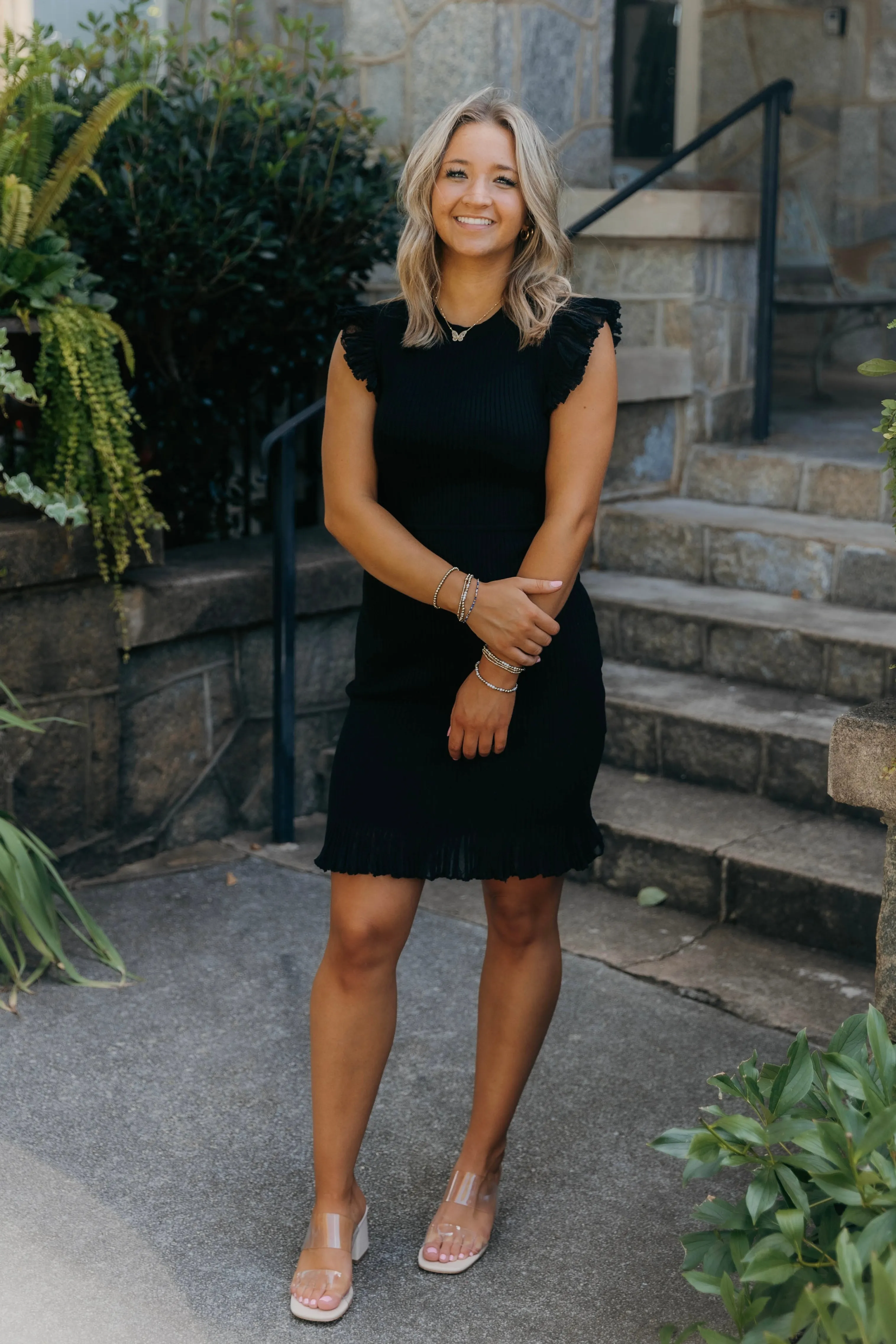 Priscilla Black Mini Sweater Dress