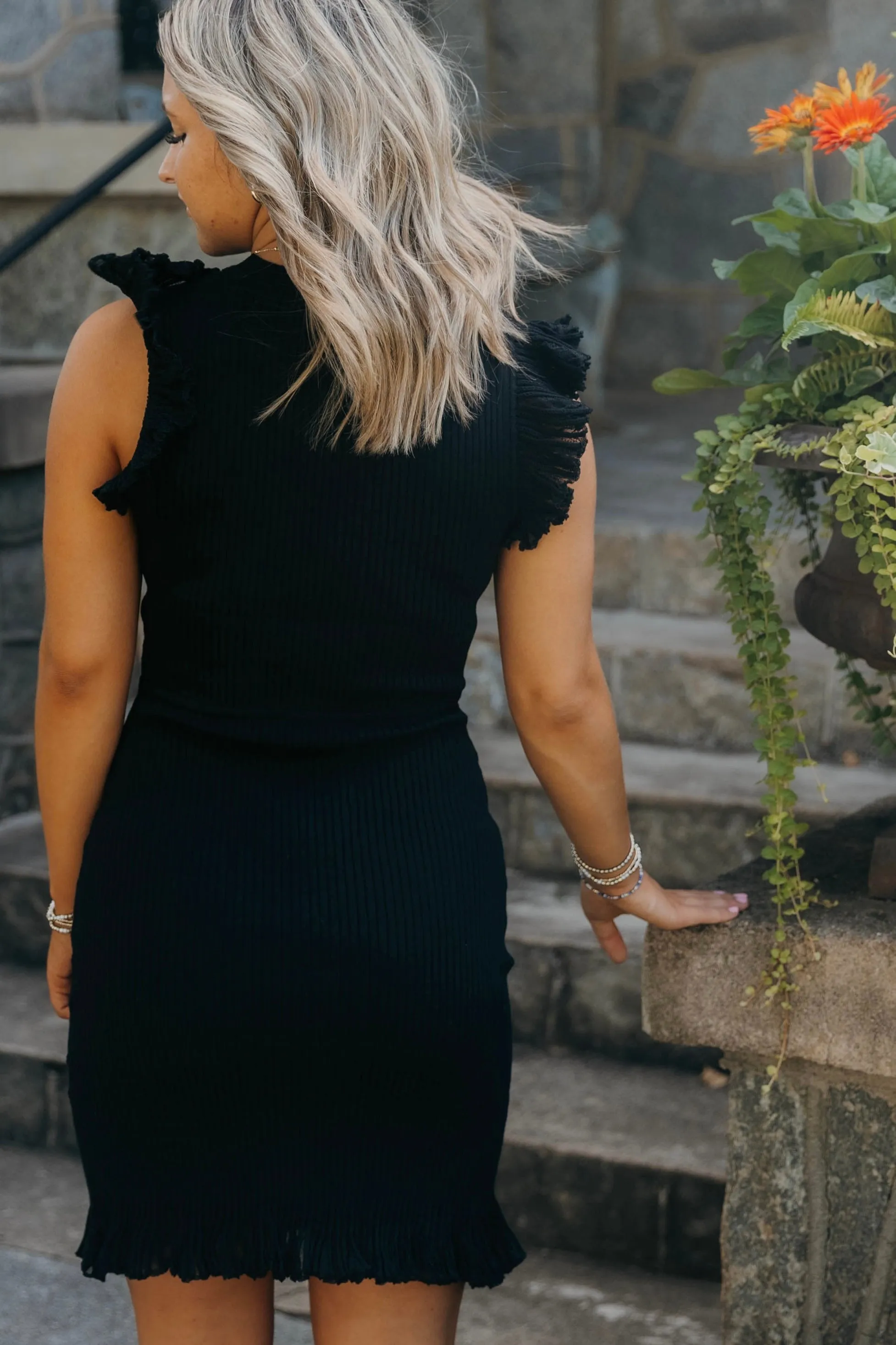 Priscilla Black Mini Sweater Dress