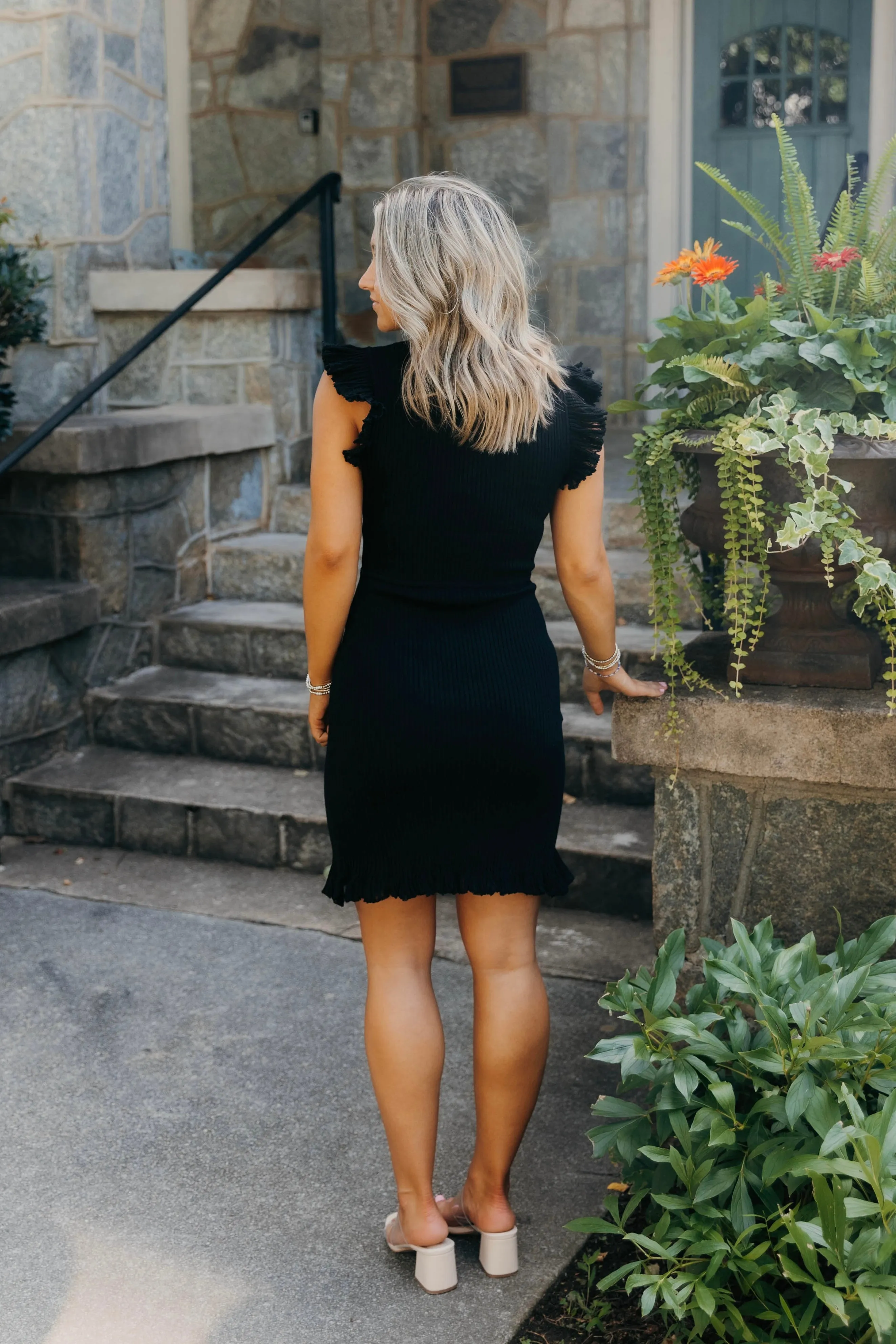 Priscilla Black Mini Sweater Dress