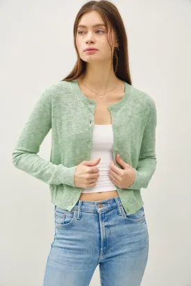 Remi Long Sleeve Button Down Cardigan Green