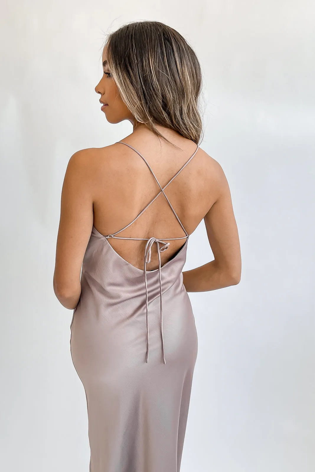 Satin Crisscross Slip Dress