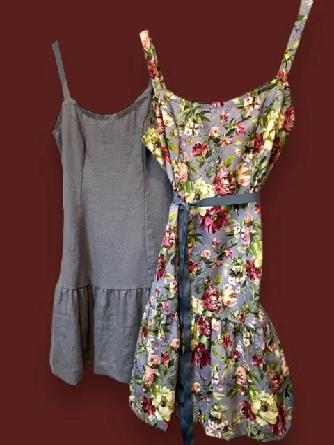 Short Slip Dress - Blooming Blue