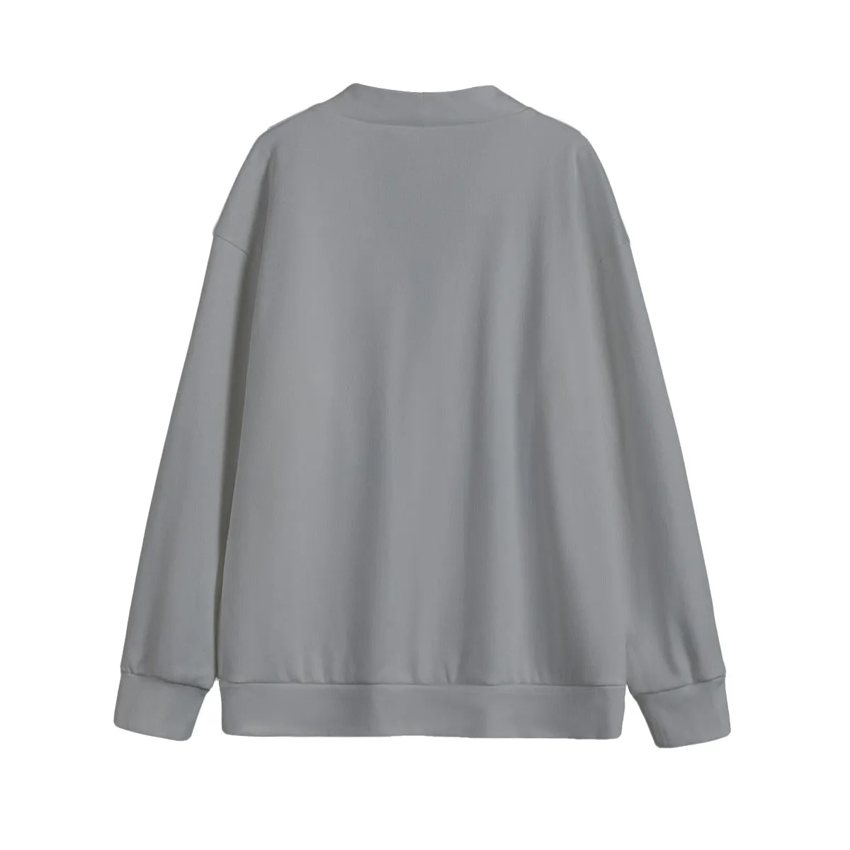 Sixty Eight 93 Logo White Grey Unisex V-Neck Knitted Fleece Cardigan