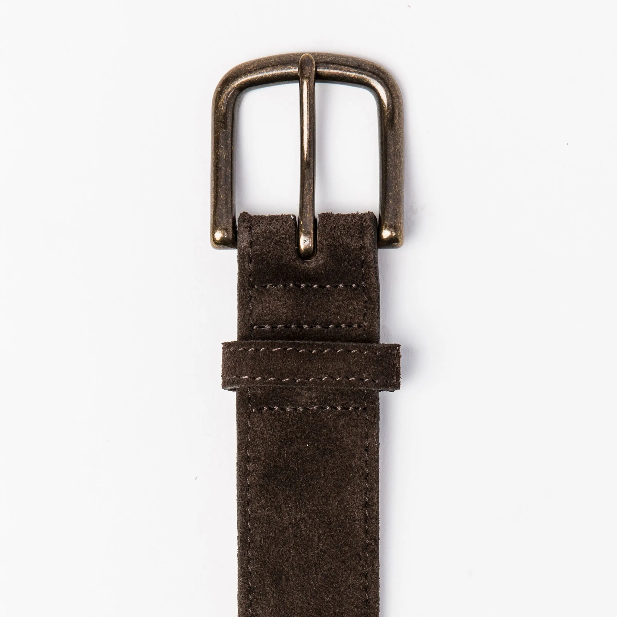The Stitched Belt in Weatherproof Chocolate Suede