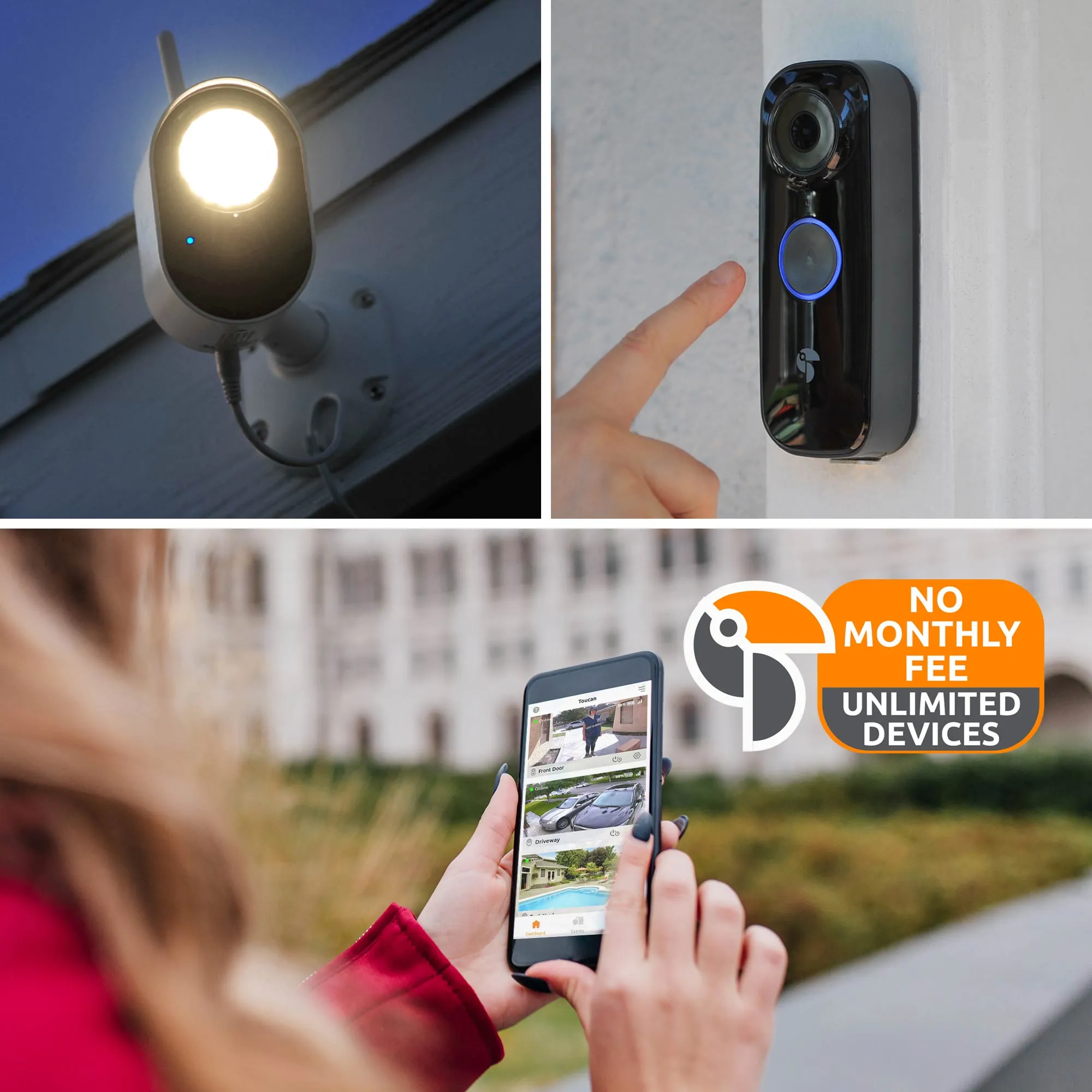 Toucan Wireless Video Doorbell PRO & Toucan Floodlight Security Camera Bundle