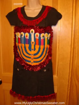 Ugly Christmas Sweater Party Hanukkah Sweater  Dress (j195)