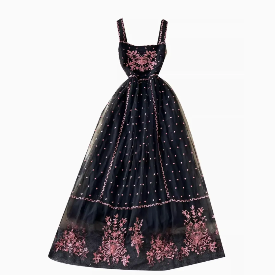Vintage Embroidered Puffy Slip Dress