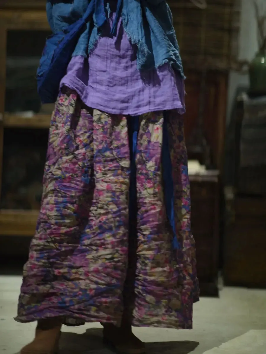 Women Print Wron Ramie Skirt