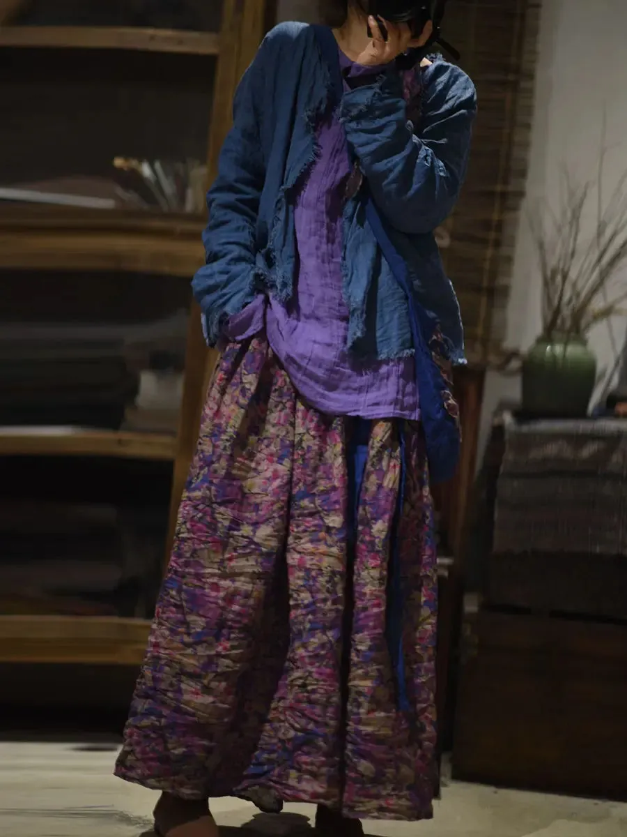Women Print Wron Ramie Skirt
