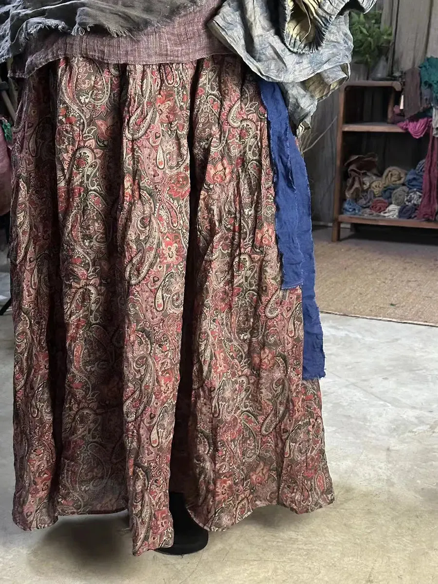 Women Print Wron Ramie Skirt
