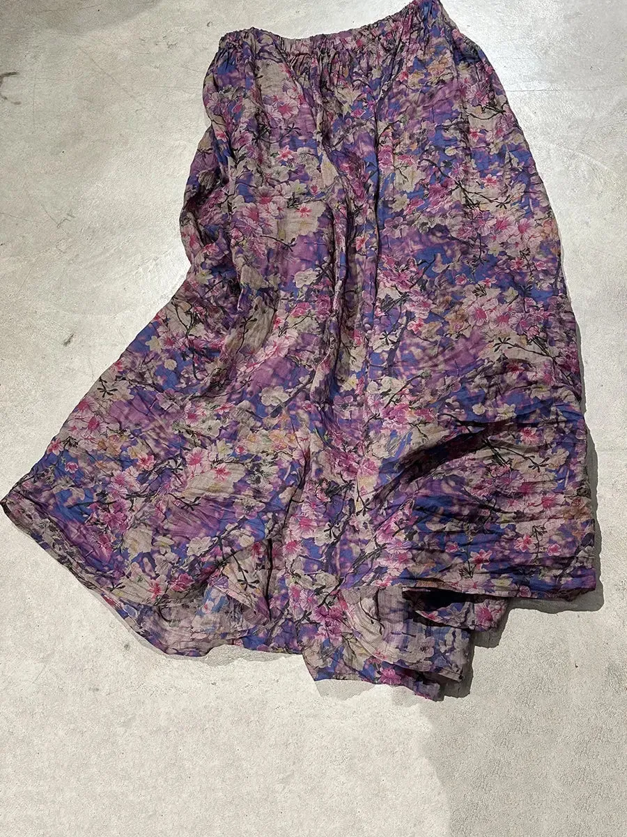 Women Print Wron Ramie Skirt