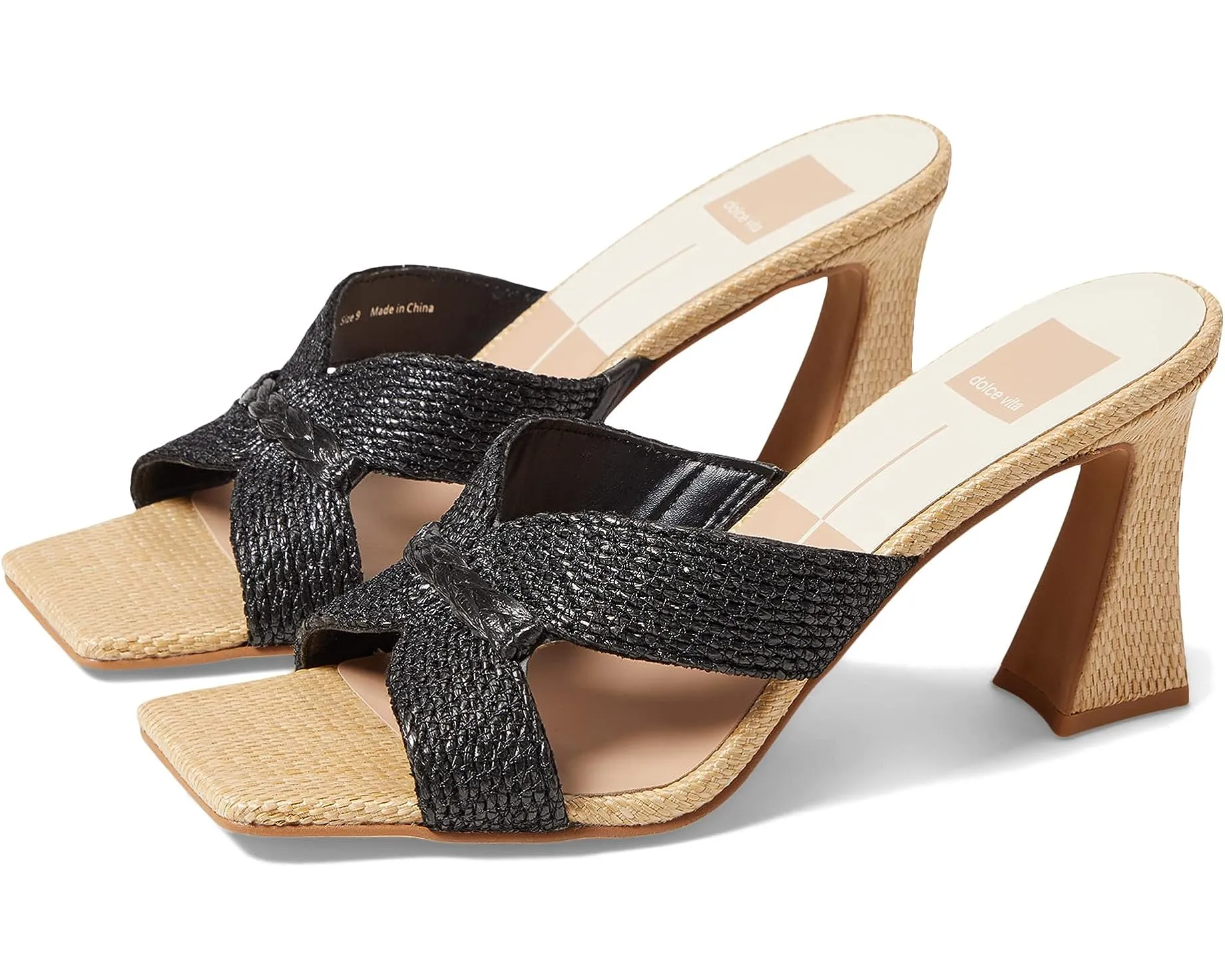Women's Dolce Vita | Nitro Open Squared Toe Sandals | Black Raffia