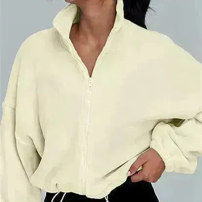 Women's Polar Fleece Sports Velvet Stand Collar Zipper Jacket