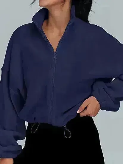 Women's Polar Fleece Sports Velvet Stand Collar Zipper Jacket