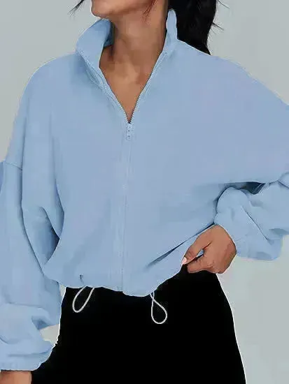 Women's Polar Fleece Sports Velvet Stand Collar Zipper Jacket