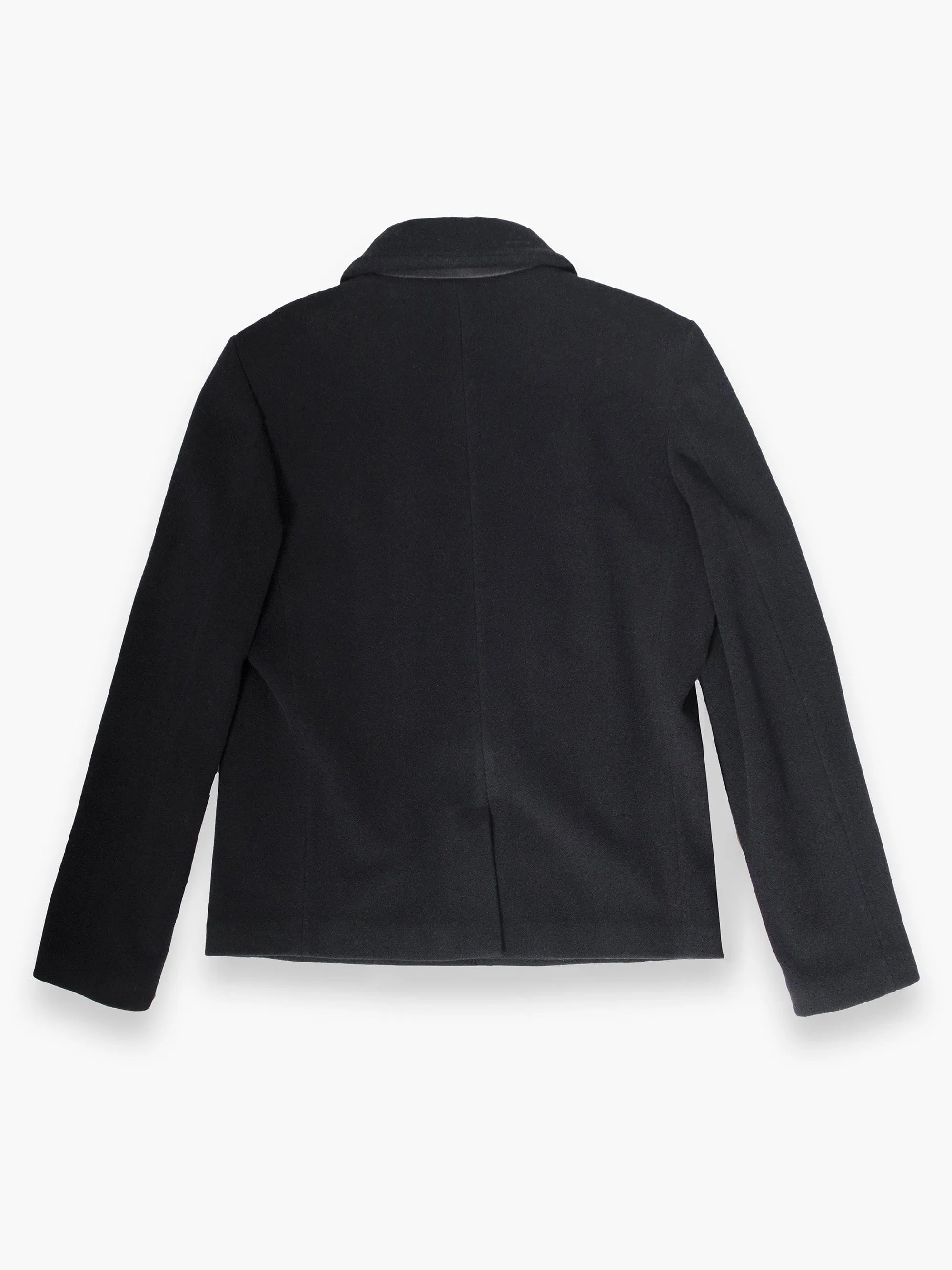 Woollen Cropped Jacket with Leather Pocket Accents